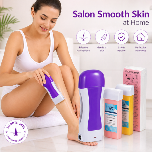 Roller Waxing Kit Roll on Wax Kit Wax Heater Depilatory Wax Roller Kit for Hair Removal for Women Men Sensitive Skin At Home Wax Machine