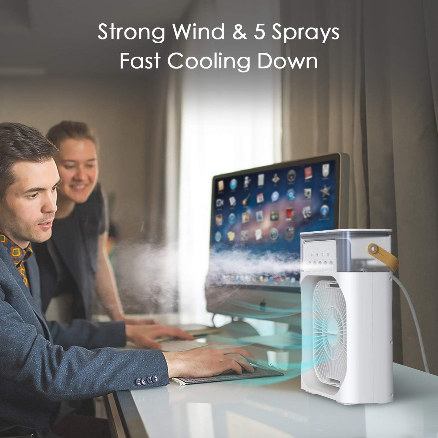 Smart Portable Air Cooler with Mist & Fan – Rechargeable Mini AC for Instant Cooling