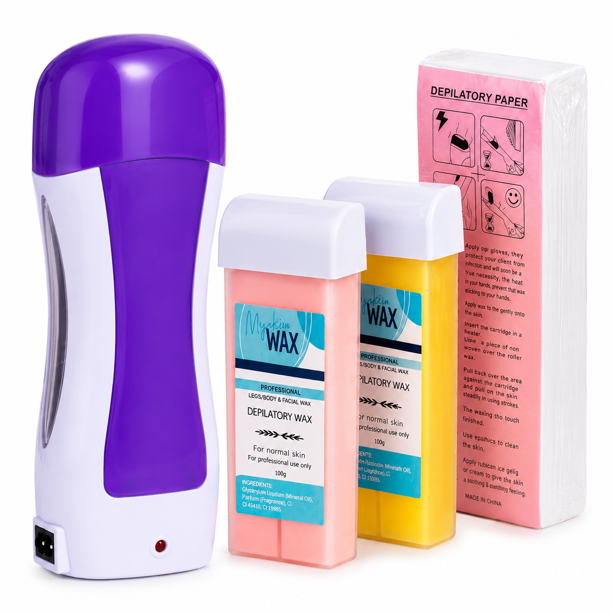 Roller Waxing Kit Roll on Wax Kit Wax Heater Depilatory Wax Roller Kit for Hair Removal for Women Men Sensitive Skin At Home Wax Machine